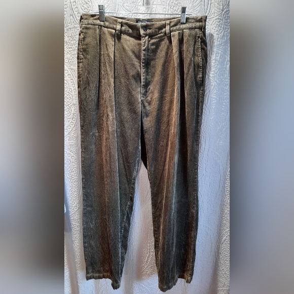Polo Ralph Lauren Pants Mens 36x34 Brown Corduroy Pleated Preppy Classic - Picture 2 of 16